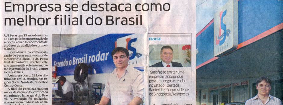 Filial JS Peças Fortaleza é destaque no Brasil!